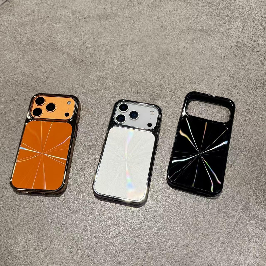 CD Aurora Plating Electroplated Compatible with iPhone Case (iPhone 14 Pro Max,Orange)