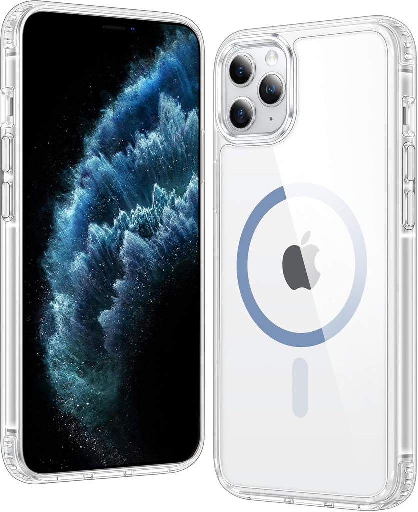 FNTCASE for iPhone 15 Case Clear: iPhone 14/13 Case Magnetic Phone Cases with Screen Protector Compatible with Magsafe Slim Anti Yellowing Rugged Protective Transparent Cell Cover (A-Clear)