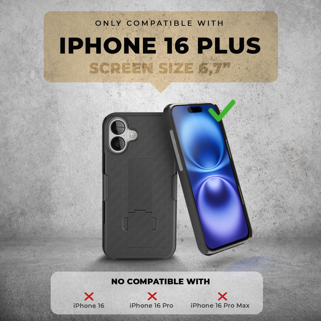 MOTIVE for iPhone 16 Holster Case, Belt Clip Case for Apple iPhone 16, Shell Holster Combo 16, Slim Rugged Drop Shockproof Protective Cover with Kickstand (6.1") | Ranger Series