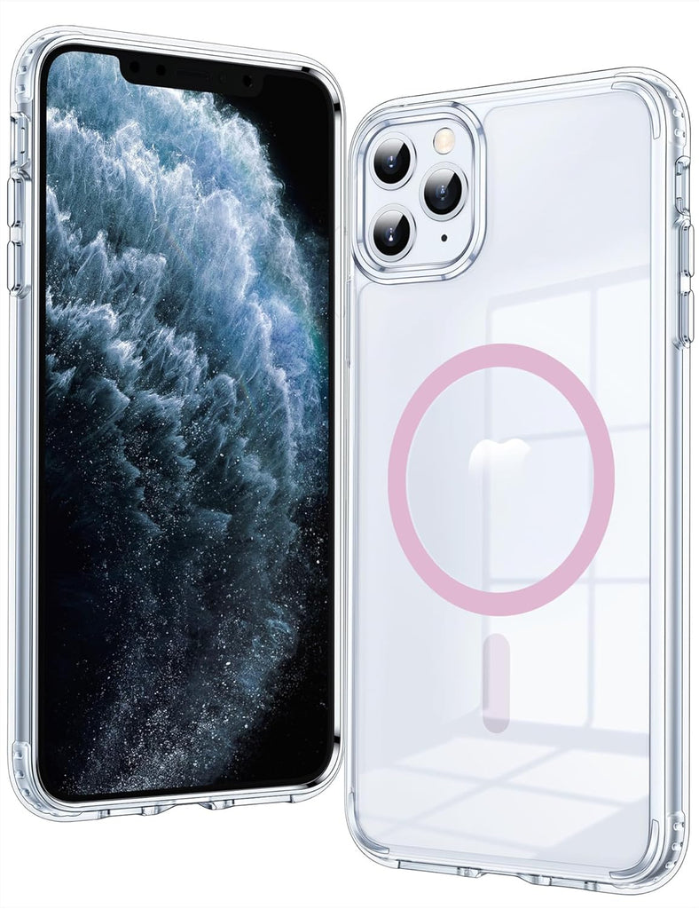 FNTCASE for iPhone 15 Case Clear: iPhone 14/13 Case Magnetic Phone Cases with Screen Protector Compatible with Magsafe Slim Anti Yellowing Rugged Protective Transparent Cell Cover (A-Clear)