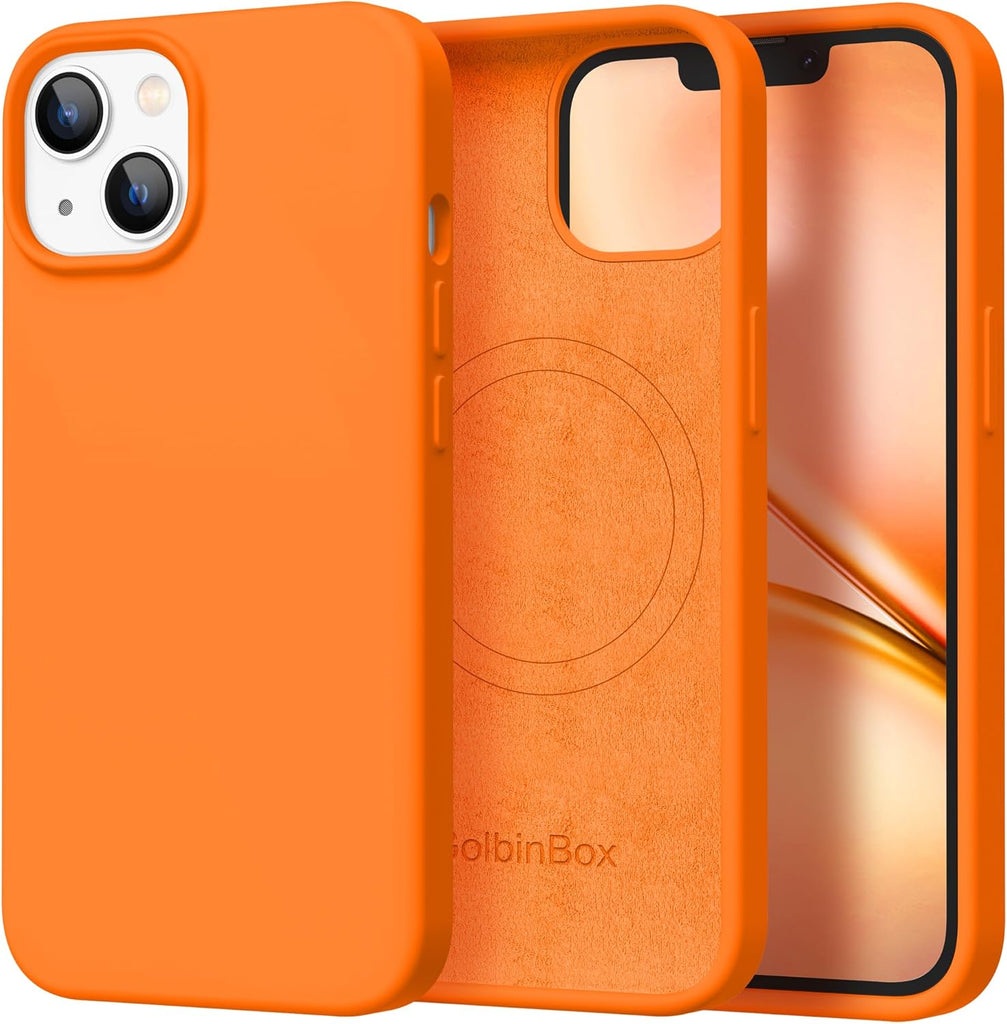 GolbinBox Magnetic for iPhone 13 Case & iPhone 14 Case, Compatible with MagSafe, [Soft Anti-Scratch Microfiber Lining], Slim Liquid Silicone Shockproof Protective Phone Case 6.1 inch, Chalk Pink