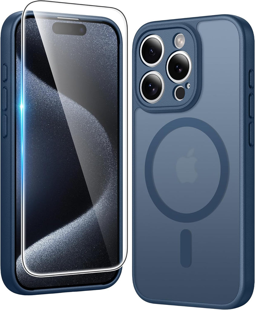 FNTCASE for iPhone 15 Case Clear: iPhone 14/13 Case Magnetic Phone Cases with Screen Protector Compatible with Magsafe Slim Anti Yellowing Rugged Protective Transparent Cell Cover (A-Clear)