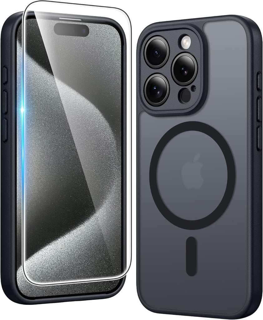 FNTCASE for iPhone 15 Case Clear: iPhone 14/13 Case Magnetic Phone Cases with Screen Protector Compatible with Magsafe Slim Anti Yellowing Rugged Protective Transparent Cell Cover (A-Clear)