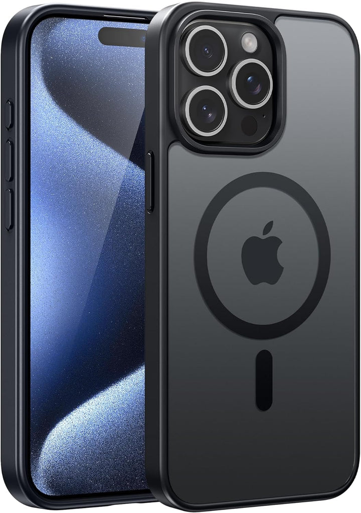 FNTCASE for iPhone 15 Case: for iPhone 14 & iPhone 13 Case | Magnetic Frosted Translucent Slim Shockproof Cell Phone Cover | Military Grade Protection Drop Proof Tough Protective Cases-LightPink 6.1”