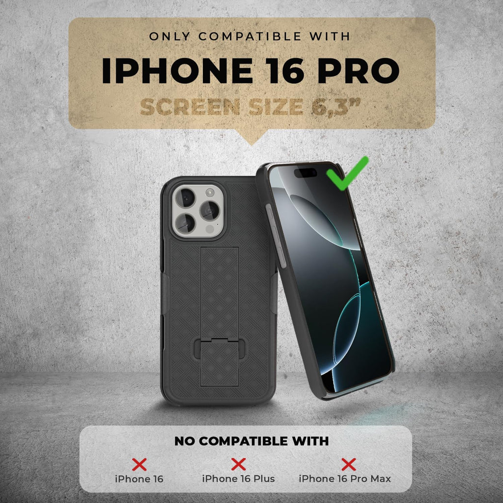 MOTIVE for iPhone 16 Holster Case, Belt Clip Case for Apple iPhone 16, Shell Holster Combo 16, Slim Rugged Drop Shockproof Protective Cover with Kickstand (6.1") | Ranger Series