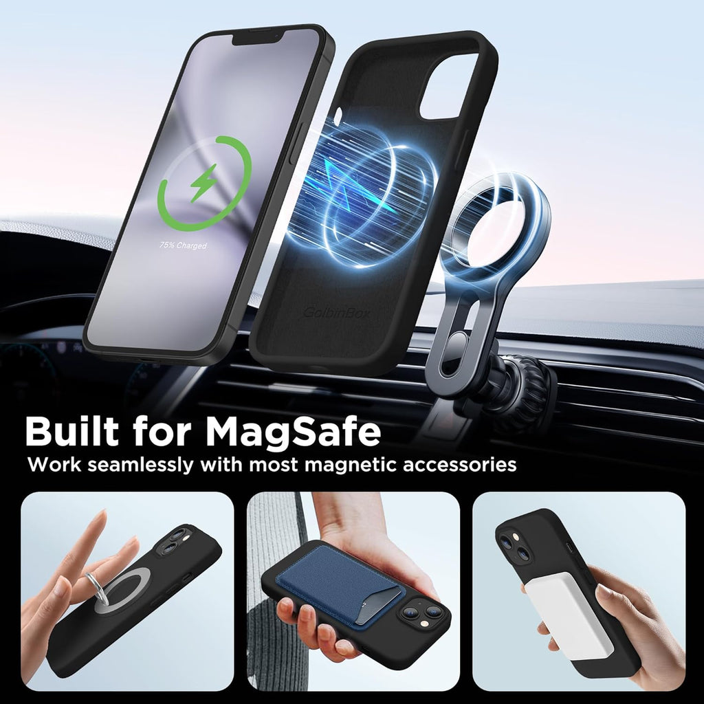 GolbinBox Magnetic for iPhone 13 Case & iPhone 14 Case, Compatible with MagSafe, [Soft Anti-Scratch Microfiber Lining], Slim Liquid Silicone Shockproof Protective Phone Case 6.1 inch, Chalk Pink