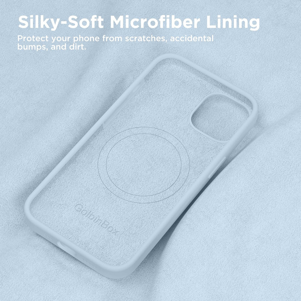 GolbinBox Magnetic for iPhone 13 Case & iPhone 14 Case, Compatible with MagSafe, [Soft Anti-Scratch Microfiber Lining], Slim Liquid Silicone Shockproof Protective Phone Case 6.1 inch, Chalk Pink