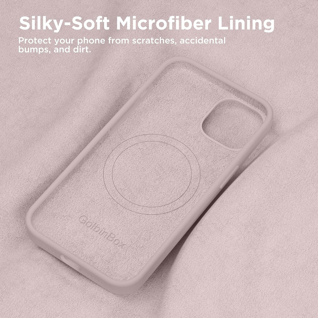 GolbinBox Magnetic for iPhone 13 Case & iPhone 14 Case, Compatible with MagSafe, [Soft Anti-Scratch Microfiber Lining], Slim Liquid Silicone Shockproof Protective Phone Case 6.1 inch, Chalk Pink