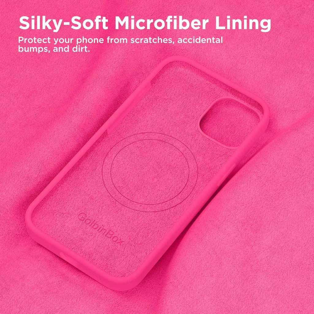 GolbinBox Magnetic for iPhone 13 Case & iPhone 14 Case, Compatible with MagSafe, [Soft Anti-Scratch Microfiber Lining], Slim Liquid Silicone Shockproof Protective Phone Case 6.1 inch, Chalk Pink