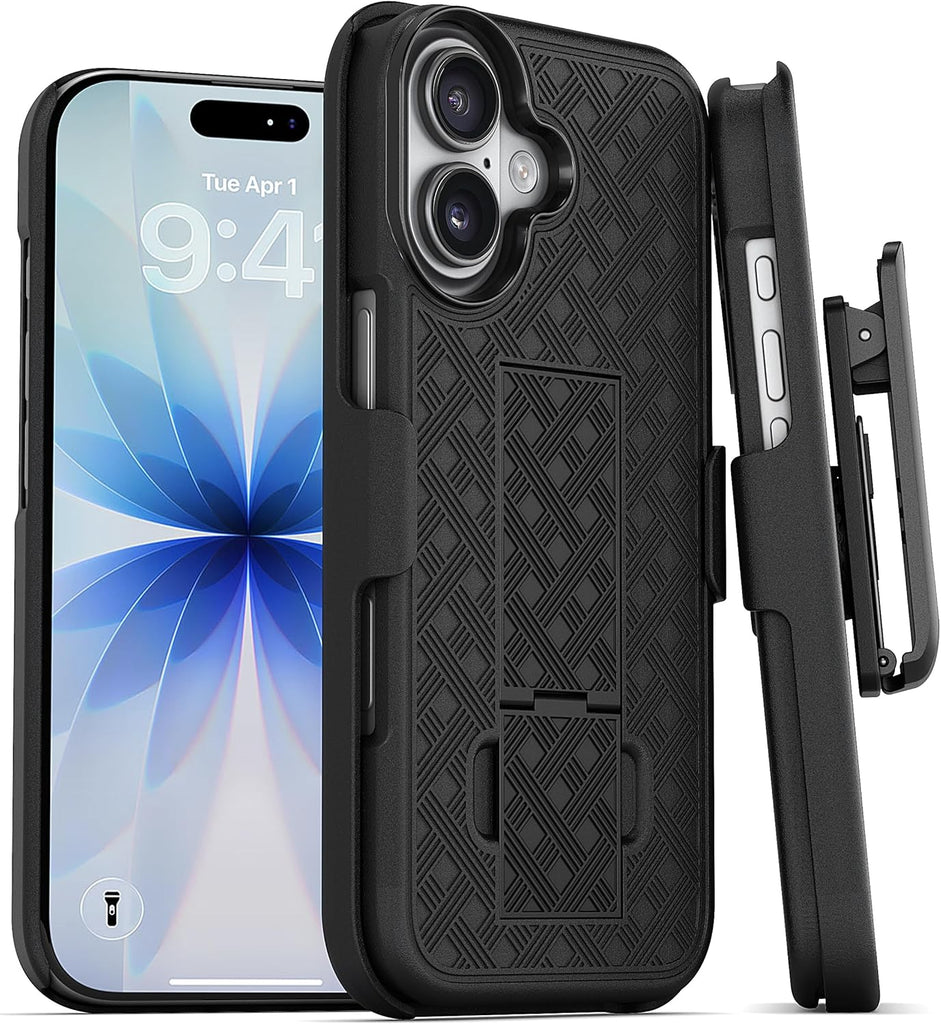 MOTIVE for iPhone 16 Holster Case, Belt Clip Case for Apple iPhone 16, Shell Holster Combo 16, Slim Rugged Drop Shockproof Protective Cover with Kickstand (6.1") | Ranger Series