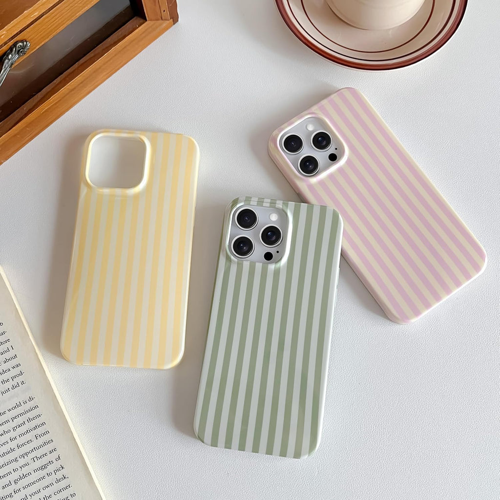 Yeddabox for iPhone 14 Case Cute Striped Phone Case Soft TPU Slim Shockproof Phone Cover for Women Girls, Blue and White