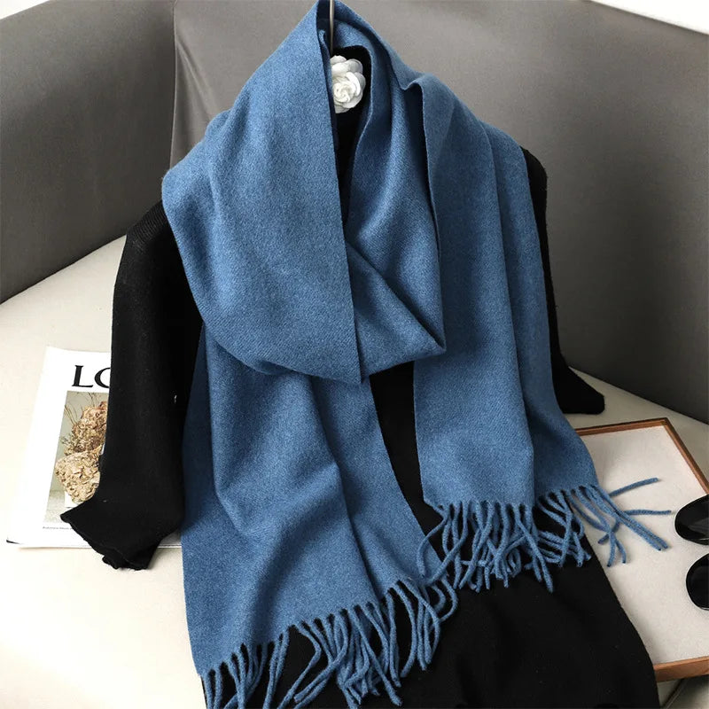 Winter Scarf Warm Thicken Cashmere Shawl Outdoor Fashion Luxury Tassels Pashmina Lady Wrap Windproof Scarves