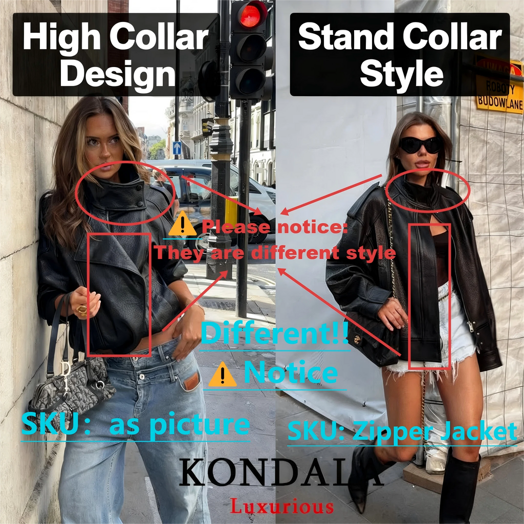 KONDALA Casual Chic Black Leather Jackets Women Long Sleeve Buttons Elastic Oversized Coats Fashion 2025 Fall Streetwear Coats