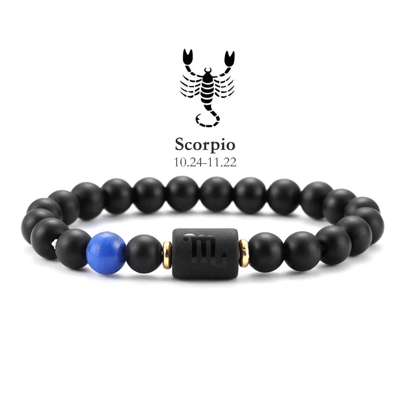 12 Zodiac Bracelets Natural Stone Cancer Virgo Leo Libra Bracelet Couples Friendship Gifts Bracelets Jewelry pulsera hombre