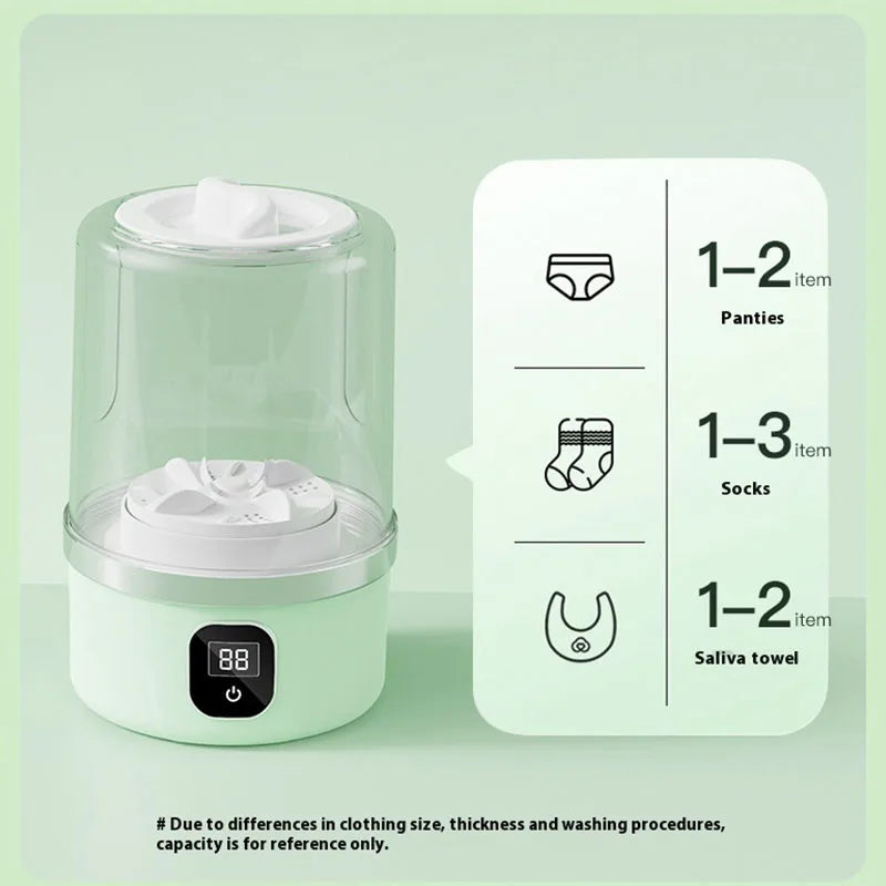CleanAnywhere™ Mini Laundry Washer – 1L Portable Underwear & Socks Washer