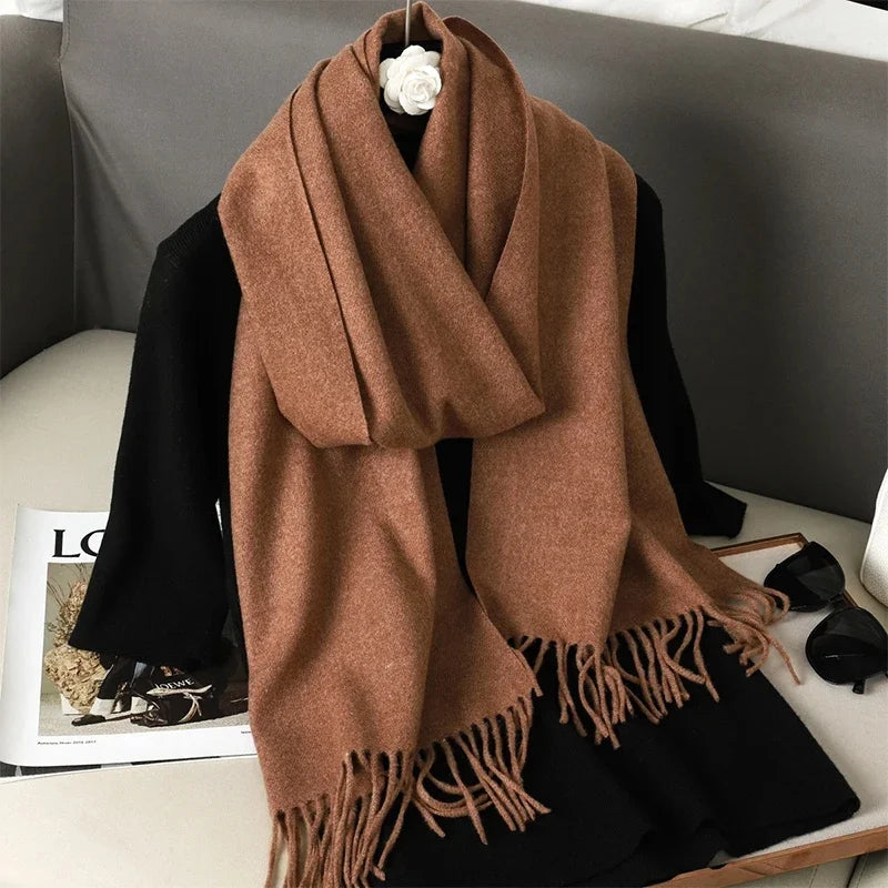 Winter Scarf Warm Thicken Cashmere Shawl Outdoor Fashion Luxury Tassels Pashmina Lady Wrap Windproof Scarves