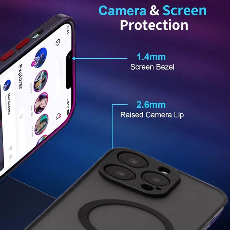 UYUXIO Magnetic Mobile Phone Case with Stand for iPhone 17 Pro Max Air 16 15 14 Plus 13 12 Mini 11 Matte Cover with Kickstand