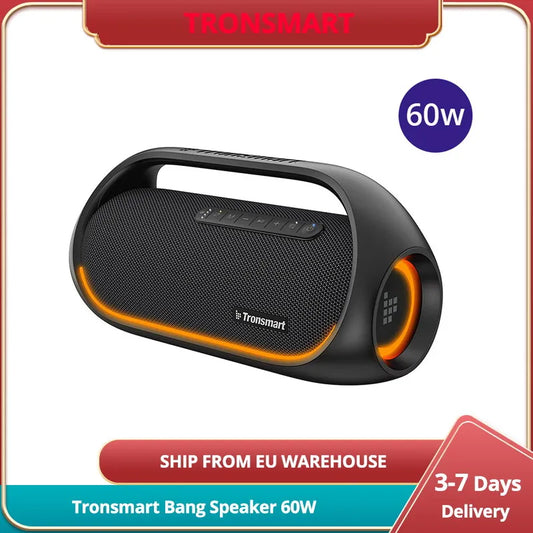 Update Tronsmart Bang Speaker 60W Wireless Bluetooth 5.3 Speaker with Lossless Hi-Res Audio, IPX6 Waterproof, Built-in Handle