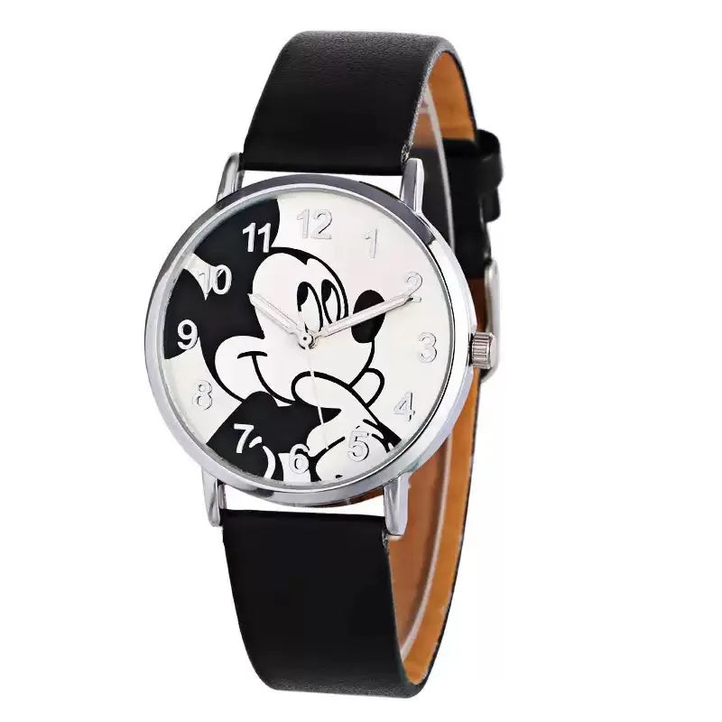 Disney Mickey Women Watches For lady Leather Strap Ladies Quartz Clock Student Watch For boy girl birthday gift