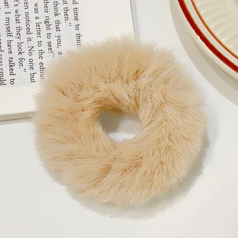 New Colorful Fluffy Hair Band For Women Girls Ponytail Holder Hair Tie Plush Scrunchie Rubber Band Fashion Hair Accessories