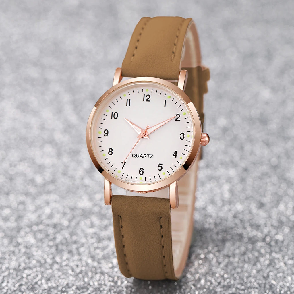 Fashion Women Watches Casual Arabic Dial Ladies Leather Band Quartz Watch Reloj Mujer Girls Clock Gift