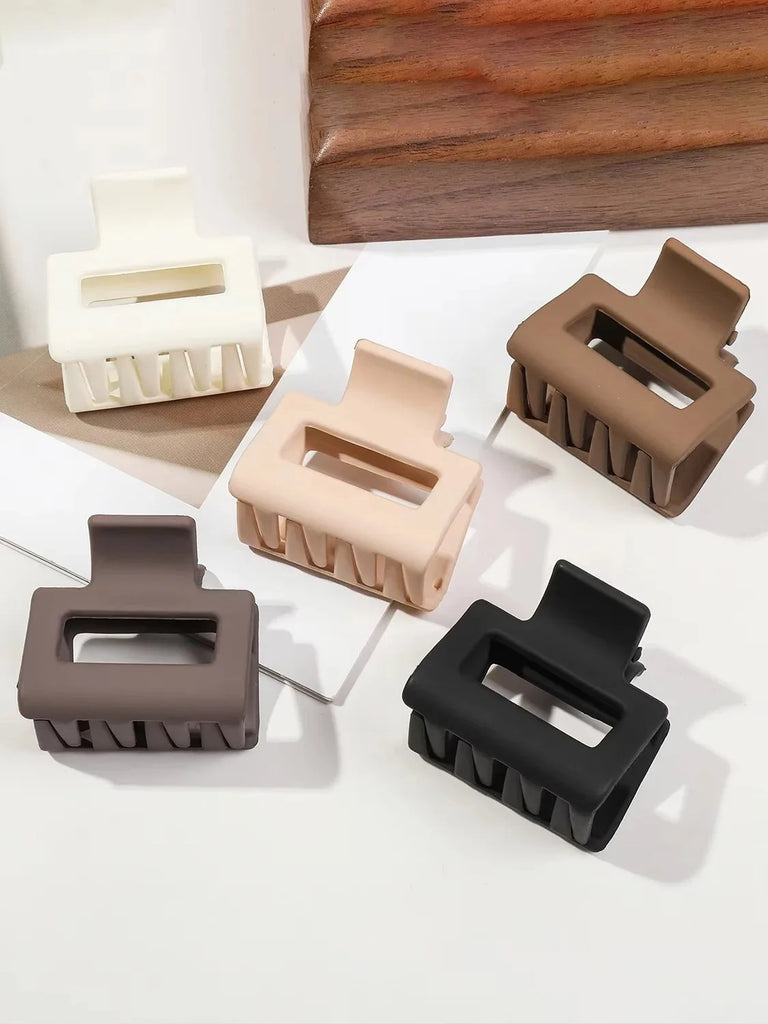 4/5Pcs Small Flower Matte Rectangle Jaw Hair Claw Clips for Women Girls Semicircle Barrettes for Thin Hair