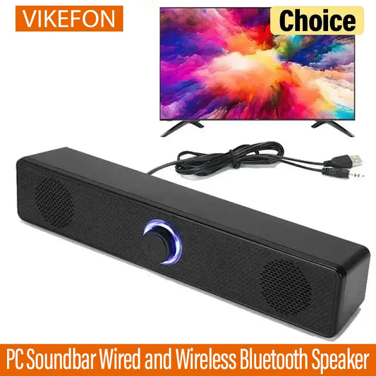 PC Soundbar Wired and Wireless Bluetooth Speaker USB Powered Soundbar for TV Pc Laptop Gaming Home Theater Surround Audio System