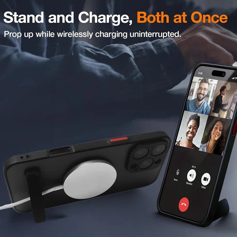 UYUXIO Magnetic Mobile Phone Case with Stand for iPhone 17 Pro Max Air 16 15 14 Plus 13 12 Mini 11 Matte Cover with Kickstand