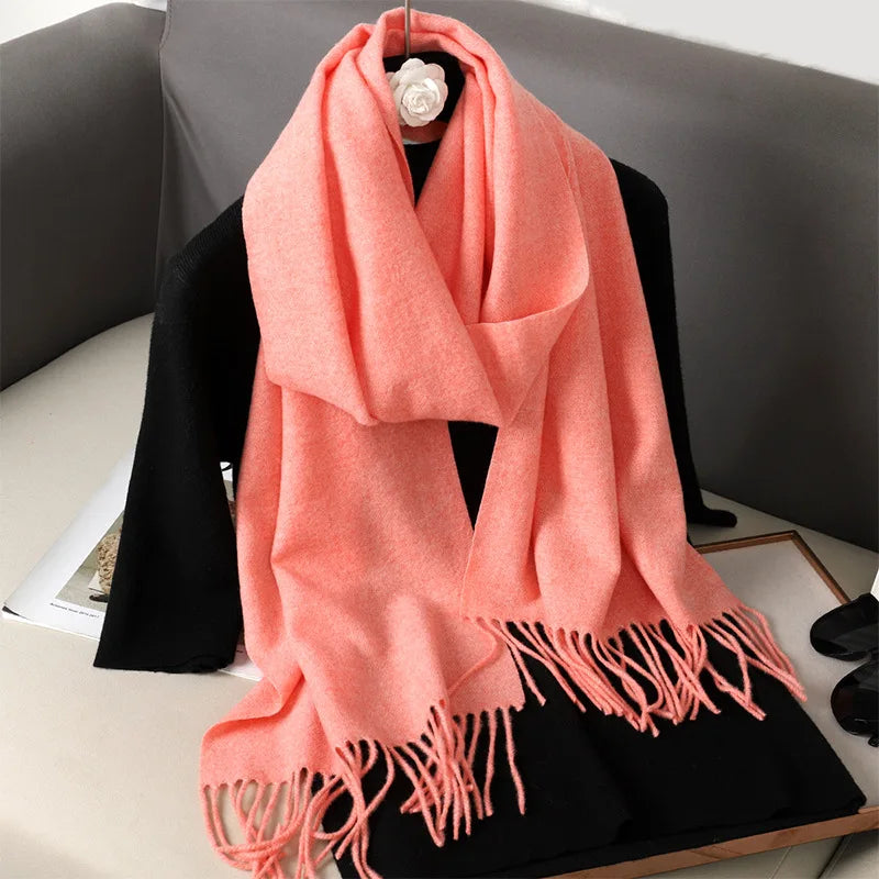 Winter Scarf Warm Thicken Cashmere Shawl Outdoor Fashion Luxury Tassels Pashmina Lady Wrap Windproof Scarves