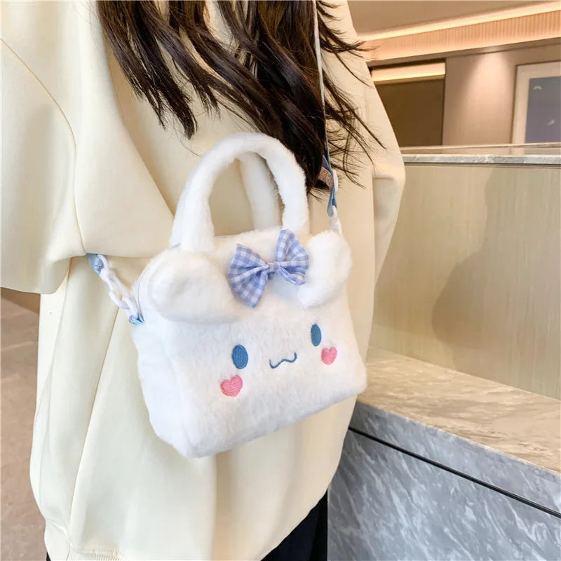 Plush Bag Kawaii Kuromi Cinnamoroll Melody Cartoon Anime Handbag Crossbody Cosmetic Travel Storage Bags Women Girls Gifts