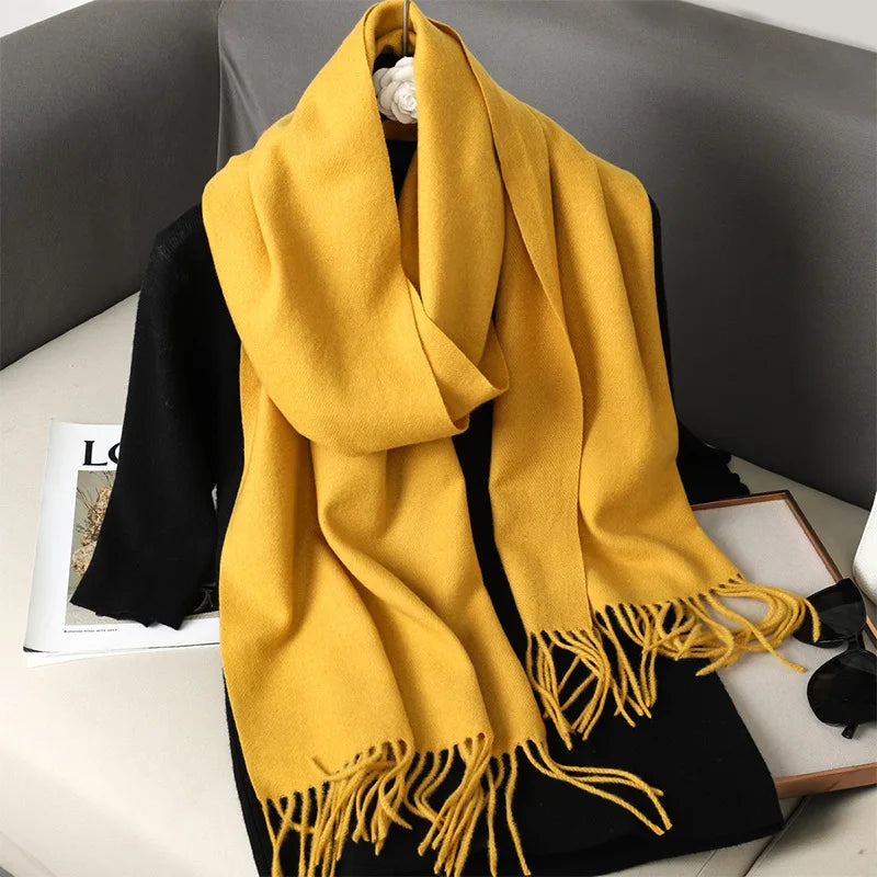 Winter Scarf Warm Thicken Cashmere Shawl Outdoor Fashion Luxury Tassels Pashmina Lady Wrap Windproof Scarves