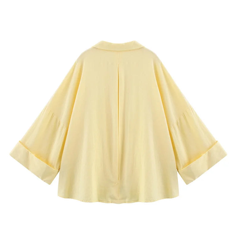 2025 Spring/Summer Trendy Women's Blouses - Long Sleeve V-neck Solid Color Shirts  Fashionable Office Wear