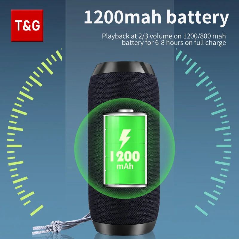 Alto-falante bluetooth t & g tg117 portátil tws caixa de som à prova dwaterproof água ao ar livre estéreo surround alto-falantes suporte tf rádio fm