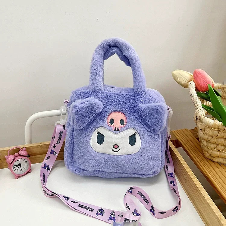 Plush Bag Kawaii Kuromi Cinnamoroll Melody Cartoon Anime Handbag Crossbody Cosmetic Travel Storage Bags Women Girls Gifts