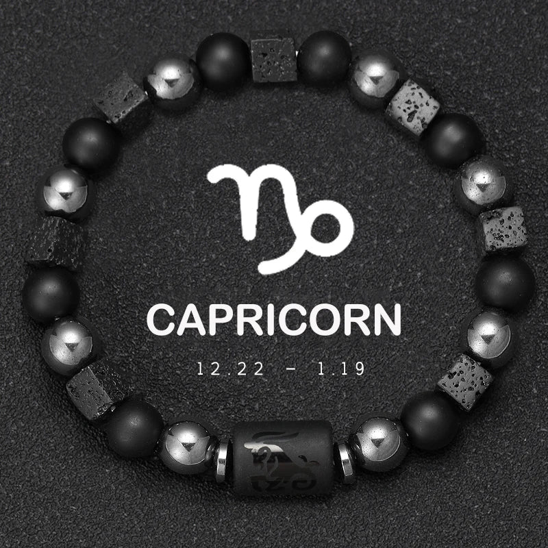 12 Zodiac Bracelets Natural Stone Cancer Virgo Leo Libra Bracelet Couples Friendship Gifts Bracelets Jewelry pulsera hombre