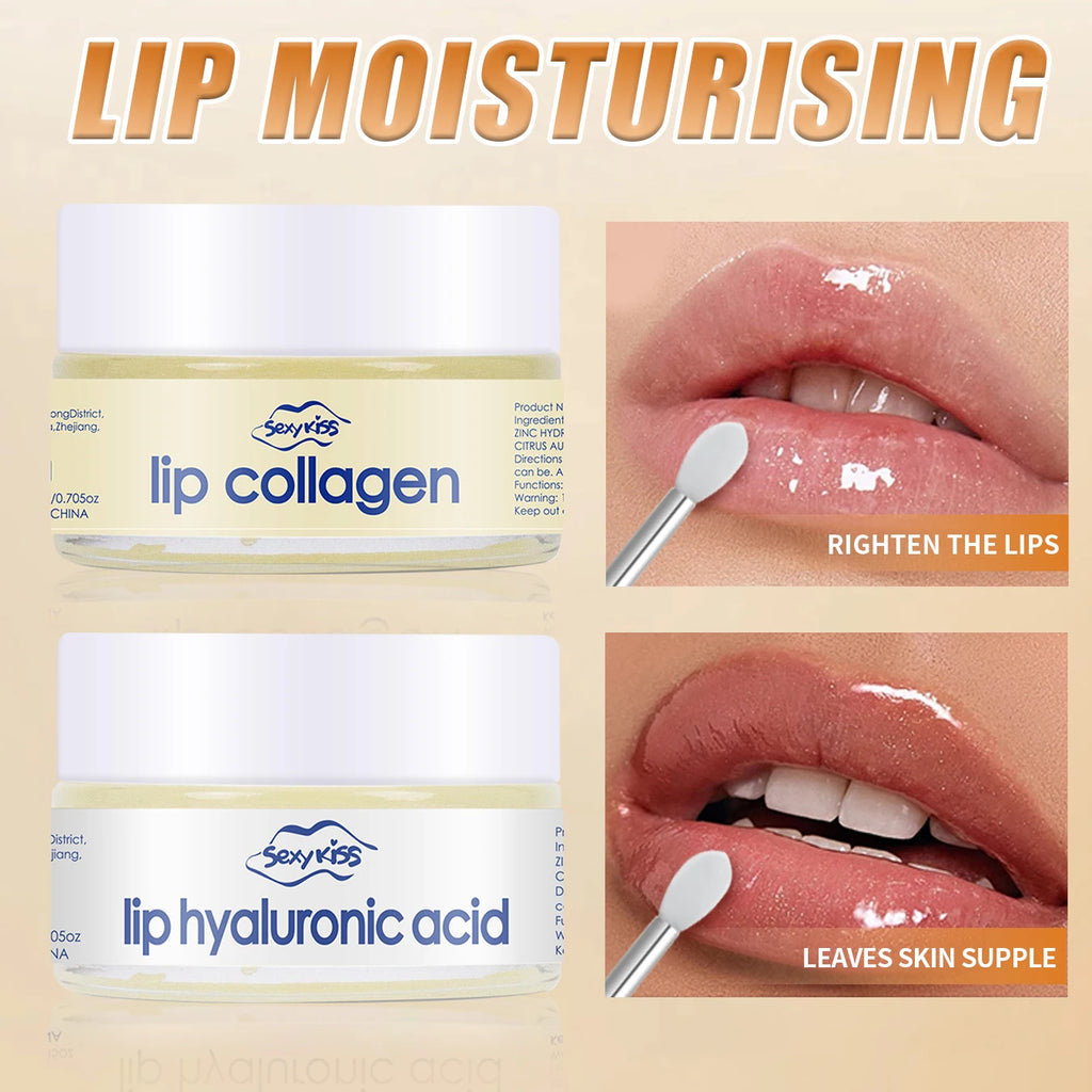 Collagen lip mask with hyaluronic acid, 20g, deep hydration, long-lasting moisturizing exfoliation, day and night use, can be given as a gift.