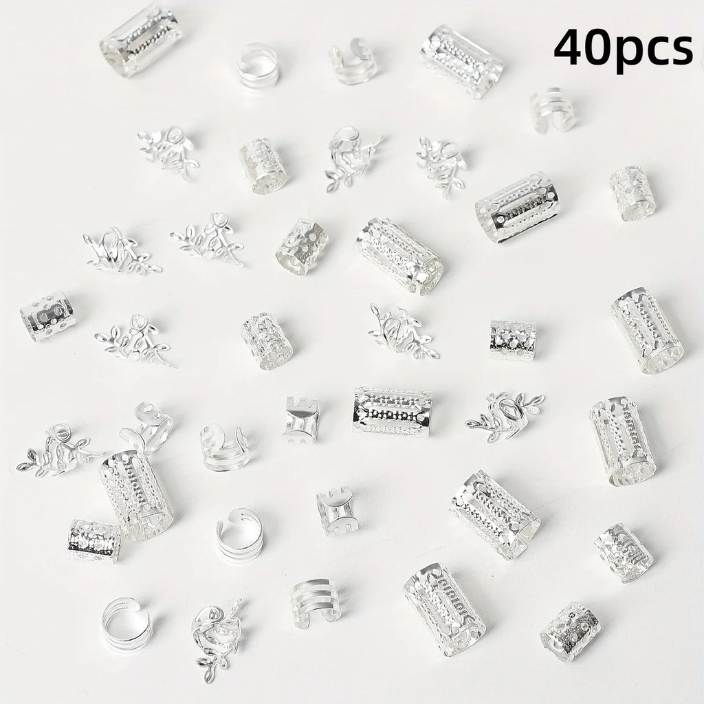 40/80PCS Elegant Hollow Out Hair Rings  For Women Girls DIY Hair Accessories Loc Hair Jewelry for Braids