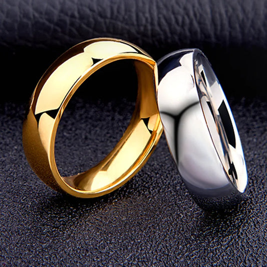 Anillo Simple de titanio de 6mm para hombres y mujeres, anillos de boda de alto pulido para prevenir alergias, regalos de joyería para dedo de pareja de acero inoxidable