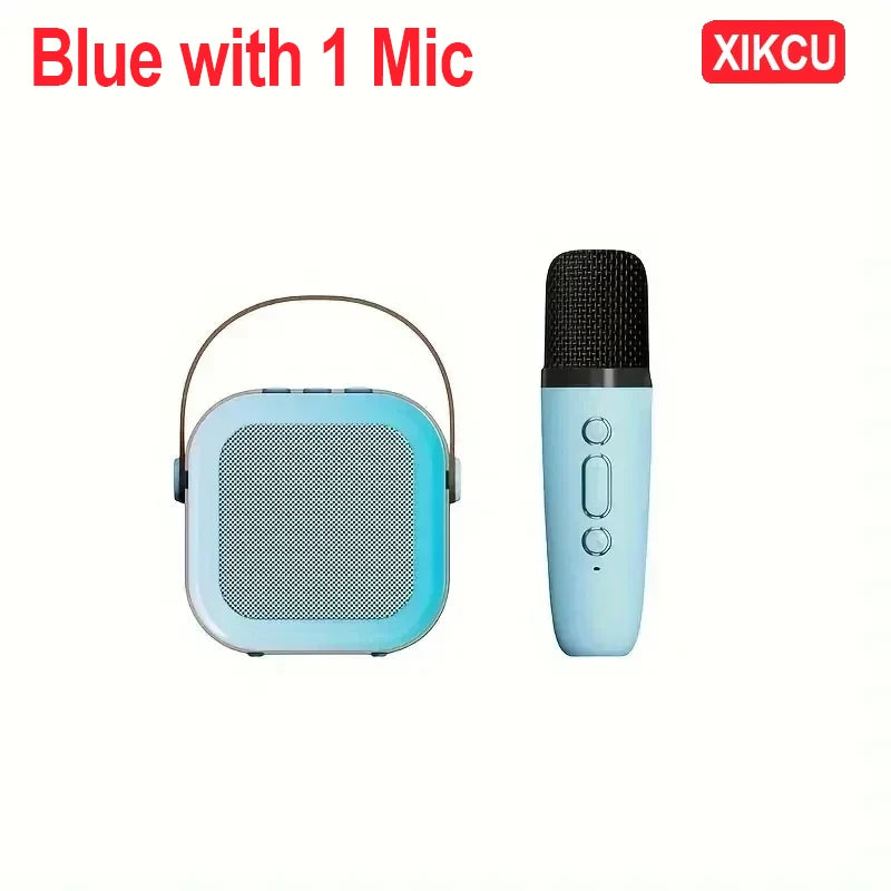 XIKCU Portable Karaoke Bluetooth 5.3 Speaker Machine PA System with 2 Wireless Microphones Home Family Singing Children's Gifts