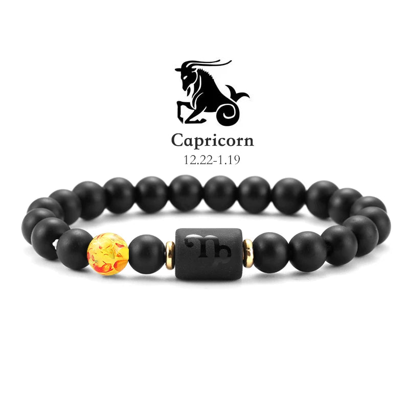 12 Zodiac Bracelets Natural Stone Cancer Virgo Leo Libra Bracelet Couples Friendship Gifts Bracelets Jewelry pulsera hombre