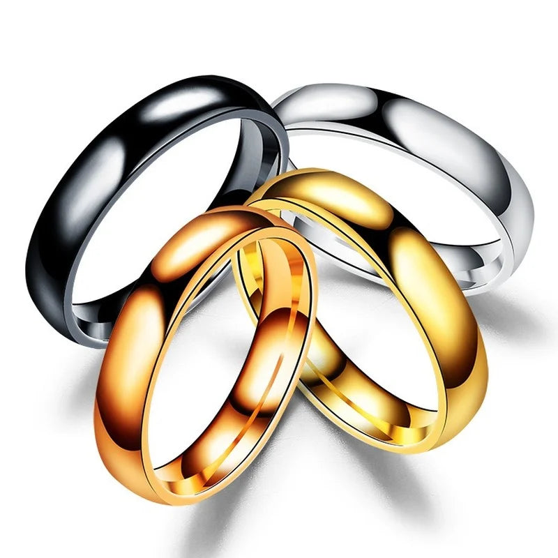 Anillo Simple de titanio de 6mm para hombres y mujeres, anillos de boda de alto pulido para prevenir alergias, regalos de joyería para dedo de pareja de acero inoxidable