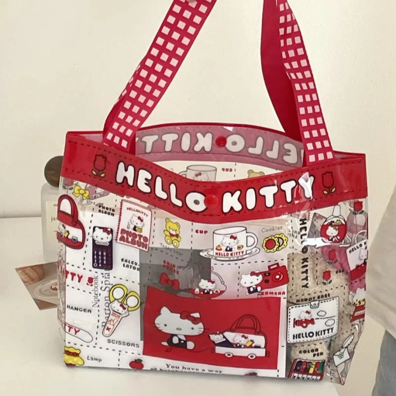 Bolsa HelloKitty Girl Cat PVC adorável fofa transparente à prova d'água bolsa de natação de grande capacidade