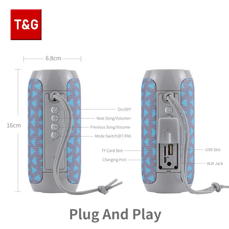 Alto-falante bluetooth t & g tg117 portátil tws caixa de som à prova dwaterproof água ao ar livre estéreo surround alto-falantes suporte tf rádio fm