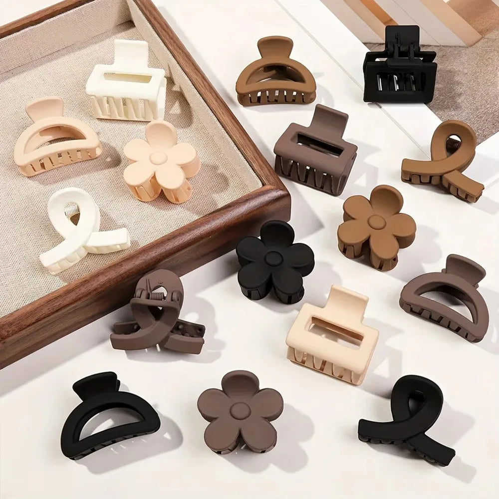 4/5Pcs Small Flower Matte Rectangle Jaw Hair Claw Clips for Women Girls Semicircle Barrettes for Thin Hair