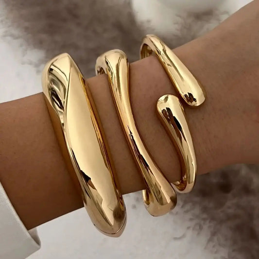DIEZI 3 Estilos Vintage Hip Hop Metal Cuff Pulseiras Punk Ouro Prata Cor Geométrica Primavera Pulseiras Para Mulheres Pulseira Homens Jóias