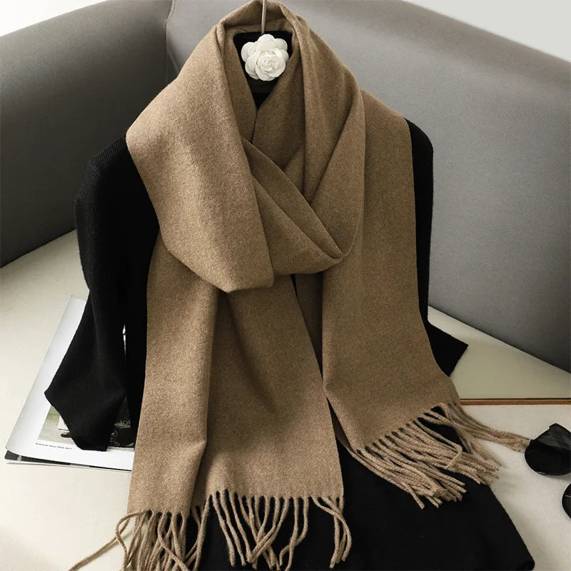 Winter Scarf Warm Thicken Cashmere Shawl Outdoor Fashion Luxury Tassels Pashmina Lady Wrap Windproof Scarves