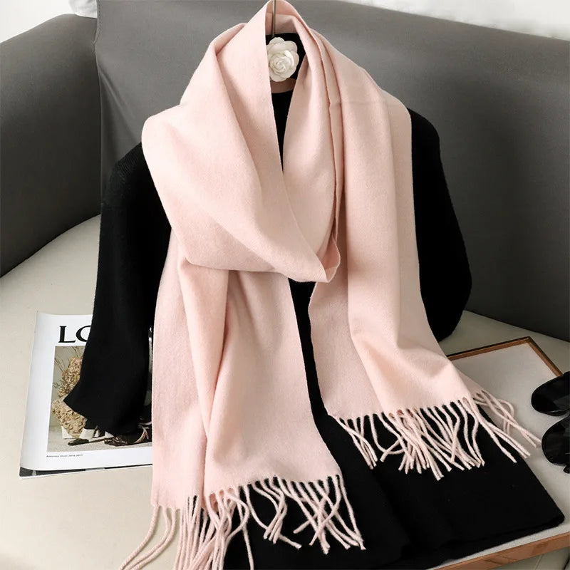 Winter Scarf Warm Thicken Cashmere Shawl Outdoor Fashion Luxury Tassels Pashmina Lady Wrap Windproof Scarves
