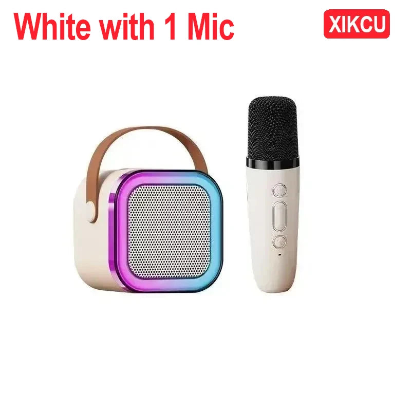 XIKCU Portable Karaoke Bluetooth 5.3 Speaker Machine PA System with 2 Wireless Microphones Home Family Singing Children's Gifts