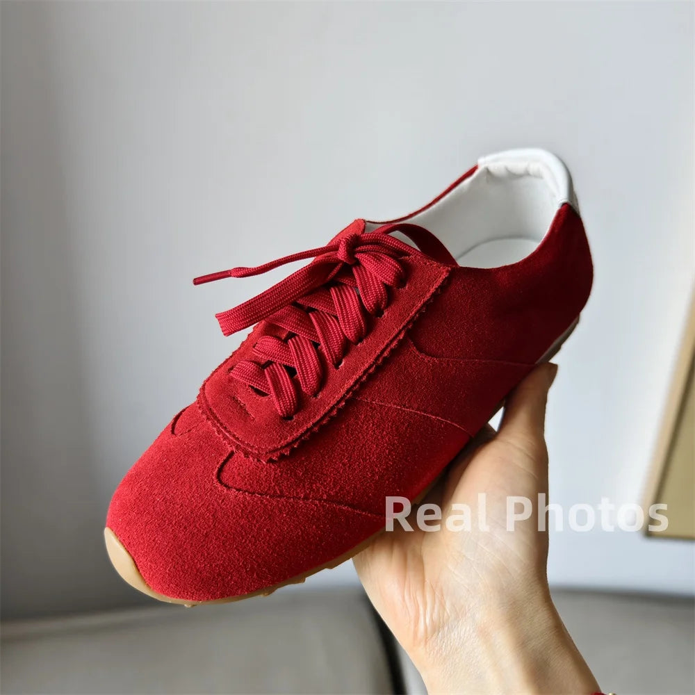 FEDONAS 2025 Ins Quality Women Suede Sneakers Training Sport Shoes Contrast Casual Shoes Big Size Flats Sneakers Shoes