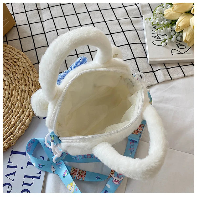 Plush Bag Kawaii Kuromi Cinnamoroll Melody Cartoon Anime Handbag Crossbody Cosmetic Travel Storage Bags Women Girls Gifts